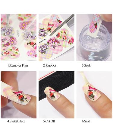 68 Sheets Nail Art Stickers Water Transfer Nail Sticker Nail Decals Nail Art Decoration Manicure Set for Salon Home Use - Buy Online on GoSupps.com