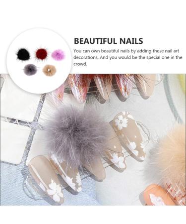Minkissy Nail Poms - 5pcs Fluffy Plush Ball Magnet Pompoms for DIY Nail Art & Jewelry Design Accessories - Buy Online on GoSupps.com