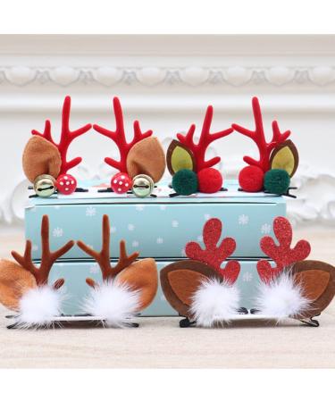Holibanna 4 Couples Christmas Hair Clips - Reindeer Elk Moose Hair Accessories for Girls & Ladies - Buy Online on GoSupps.com