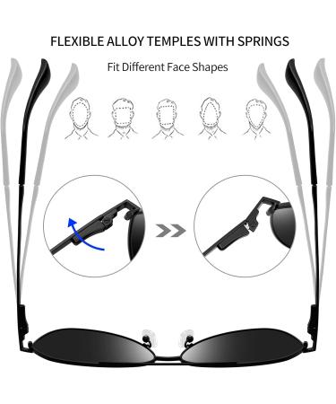 Joopin Polarised Al-Mg Metal Frame Sunglasses | UV Protection Double Bridge Aviation Sunglasses for Men and Women - B01-Black/Black - Buy Online on GoSupps.com