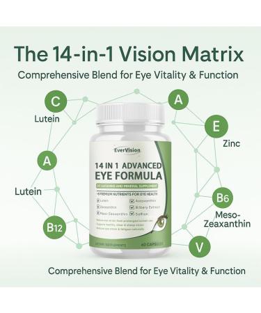 EVERVISION 14 in 1 Advanced Eye Formula 2 Pack Eye Vitamin and Mineral Supplement with Lutein Zinc Zeaxanthin & Bilberry Extract for Vision Care 120 Capsules - Buy Online on GoSupps.com