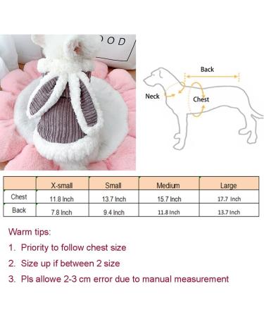 ANIAC Small Dog Bunny Ears Hoodie Cat Rabbit Outfit | Small Grey-2 Winter Jacket for Pets - Buy Online on GoSupps.com