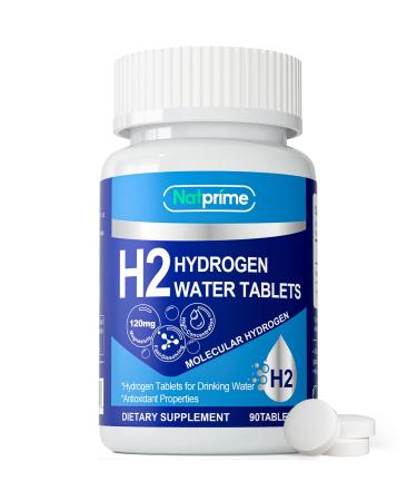 Natprime Hydrogen Water Tablets - H2 Molecular Hydrogen Tablets for Drinking Water with Magnesium 12 PPM Mineral Supplements for Mental Clarity Cognitive Function & Energy - 90 Counts