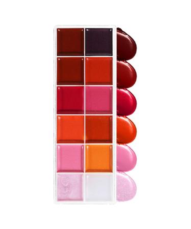 Flkiglm Lip Gloss Palette - Eyeshadow Palettes - Waterproof Moisturizing Kit Vibrant Pigmented Shades 12 Lip Gloss Colors for Women