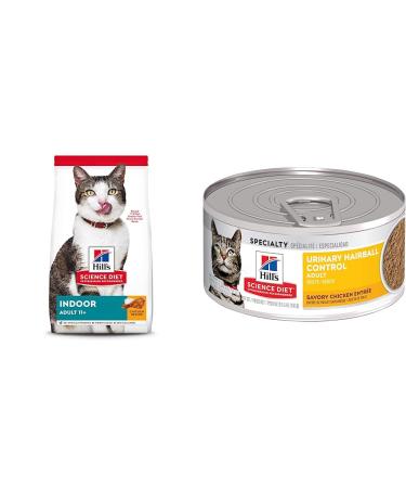 Hill's Science Diet Adult 11+ Chicken Recipe Dry Cat Food | Adult Urinary & Hairball Control Wet Food Bundle 3.17 kg (Pack of 1) Adult 11++ Cat Food