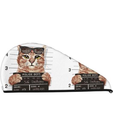 Cat Holding Mugshot Sign Microfiber Hair Towel - Soft Super Absorbent Coral Velvet Wrap for Long Curly & Thick Hair - Quick Dry & Ideal for Women - Buy Online on GoSupps.com