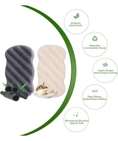 ESMOSEN 2 Pack Natural Konjac Exfoliating Bath Sponge for Gentle Body Cleansing - Super Soft & Safe for Baby Bathing | Shower Sponge Set - Buy Online on GoSupps.com