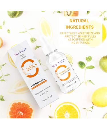 25% Vitamin C Serum with Hyaluronic Acid and Vitamin E - Dark Spot Treatment - Anti-Aging - 1FL OZ - Buy Online on GoSupps.com