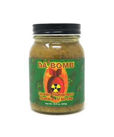 Da'Bomb - Green Habanero Pepper Salsa - 15.5 oz Bottles - Made in USA with Habanero & Jolokia Peppers- Non-GMO, Gluten Free, Sugar Free, Keto - Pack of 1