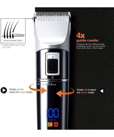 Professional Cordless Hair Clippers | Rechargeable Beard Trimmer Kit with LED Display & 4 Guide Combs - Perfect for Men & Family Use - Buy Online on GoSupps.com