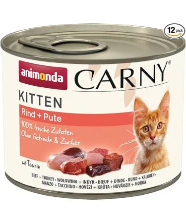 animonda Carny Kitten wet food for cats wet cat food cans for kittens beef + turkey 12 x 200 g beef 200 g (pack of 12)