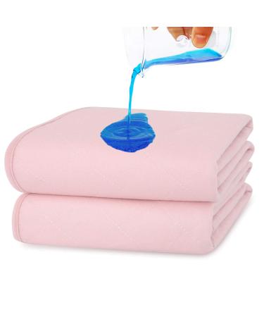 Waterproof Bed Mat Pee Pads for Kids Washable 2 Pack (34"x36") Non Slip Absorbent Incontinence Bed Pad for Women Pink Pee Pads Durable Underpads Reusable Waterproof Pad Protector Pink 34x36 Inch (Pack of 2)