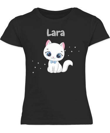 Personalized Cat T-Shirt for Girls - Cute Custom Gift by Shirtracer - Black Cat Design (Kids 116) - Buy Online on GoSupps.com