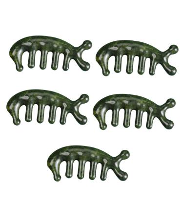 Frcolor 5st Massagekamm from Jade Massage Tools Massage device combs jade craft massage combing tool reliable massage comb Creative jade massage comb body 3D pentateuch 11.50x4.50cmx5pcs Gr nx5stk