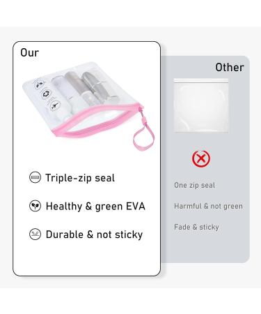 2 Pack ECOHUB Airport Security Liquids Bags - Clear Travel Toiletry Bag with Strap and Carrying Handle - TSA Approved Pink EVA Zip Lock Bags for Women and Men - Buy Online on GoSupps.com