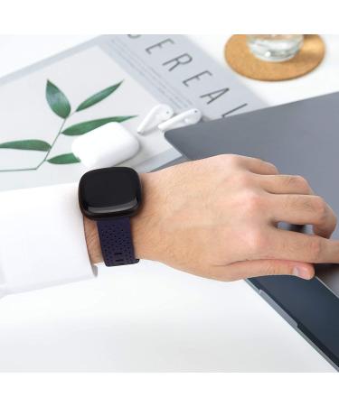 YILED Leather Bands for Fitbit Sense/Versa 3 - Classic Genuine Leather Wristband Large Navy Blue - Buy Online on GoSupps.com