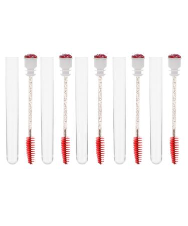 Beatifufu 10pcs Diamond Mascara Brush Clear Plastic Containers Eyelash Brush Eyelash Mascara Auxiliary 1 count (Pack of 1) Red