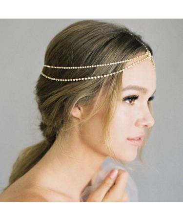 Wekicici Boho Rhinestones Head Chain | Multi-Layered Tassel Hair Accessories for Women & Girls - Perfect for Wedding, Brides & Bridesmaids | Exotic Princess Hair Jewelry in Gold - Buy Online on GoSupps.com