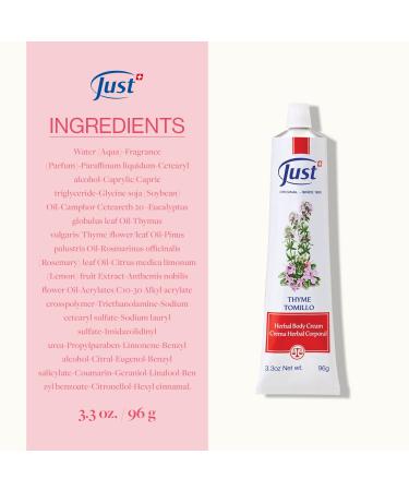 SwissJust Thyme Cream 96g - Effective Massage Cream with Camphor Eucalyptus & Essential Oils for Soothing Relief | International Shipping - Buy Online on GoSupps.com