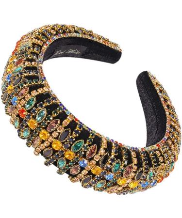 Minkissy Crystal Rhinestone Headband Glitter Headband Rhinestone Beaded Headband Padded Wide Hairband Wedding Christmas New Year Headwear for Women - Buy Online on GoSupps.com
