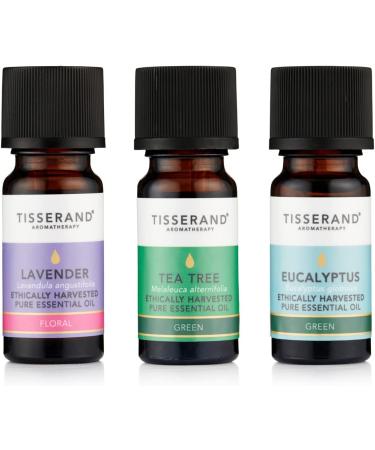 Tisserand Aromatherapy Daily Essentials Kit - Lavender Tea Tree Eucalyptus - 100% Natural Pure Essential Oils - 3x10ml - Buy Online on GoSupps.com