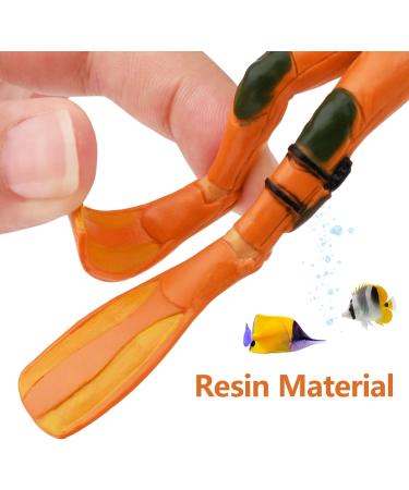 BEKECIDI 2-Pack Aquarium Decorations - Small Divers & Floating Trailer for Creative Sea Landscape - Blue & Orange - Buy Online on GoSupps.com