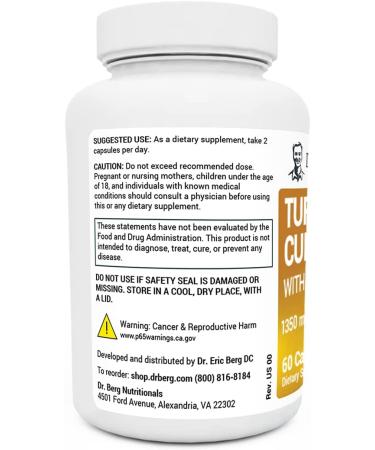 Dr. Berg's Turmeric Curcumin with Bioperine - 95% Curcuminoids - Brain, Heart & Joint Support - Anti Inflammatory - 60 Capsules - Buy Online on GoSupps.com