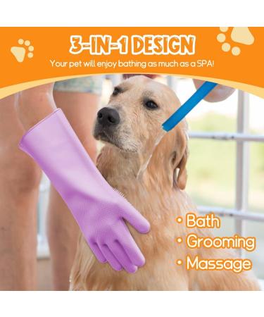 Comfpet Pet Care Gloves for Dog & Cat Hair Removal | Food-Safe Silicone Brush for Bathing & Massaging Puppies & Kittens (Purple) - Buy Online on GoSupps.com