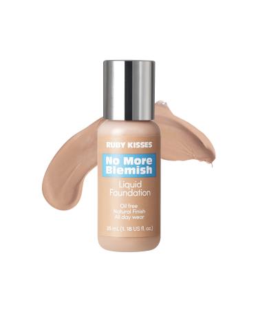 Ruby Kisses Liquid Foundation No More Blemish Oil-Free Foundation Korean Makeup 1.18 Fl Oz (Rich Beige)
