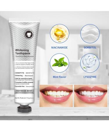 Premium Whitening Toothpaste Refresh Mint Flavor Peroxide-Free Formula for Sensitive Teeth Natural Stain Removal 4 oz (1) - Buy Online on GoSupps.com