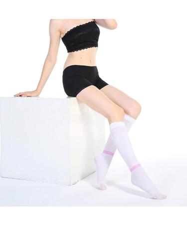 DERCLIVE Knee-High Leg Support Socks - Soft Stretchy Breathable Compression Stockings 20-30 mmHg for Improved Blood Circulation - Size M White - Buy Online on GoSupps.com