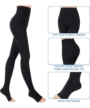 Evolyline 20-30MMHG Medical Compression Tights for Men & Women | Class II Support Stockings for Pregnancy Varicose Veins & Edema - Open Toe Black 3XL - Buy Online on GoSupps.com
