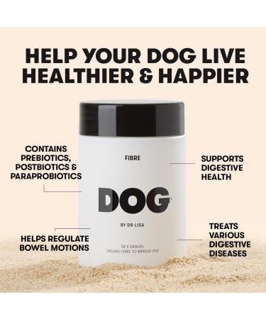 DOG by Dr Lisa - Fibre - Daily Fiber Supplement for Dogs - Supports Bowel Health and Stools - Made with Prebiotics, Postbiotics & Paraprobiotics - Vet-Created - Size 100g / 3.53oz - Buy Online on GoSupps.com