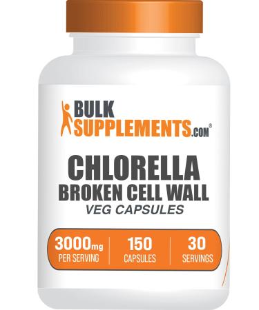 BulkSupplements.com Chlorella Capsules - Broken Cell Wall Chlorella Supplement - Superfood Supplement Vegan & Gluten Free 5 Capsules per Serving 150 Count (Pack of 1)
