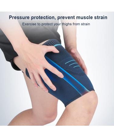 Tofbs Thigh Bandage (2-Piece) for Men & Women - Breathable Slip-Proof Compression for Sports & Injury Recovery - Ideal for Knee Tendon & Quadriceps Support (Size L Navy Blue) - Buy Online on GoSupps.com