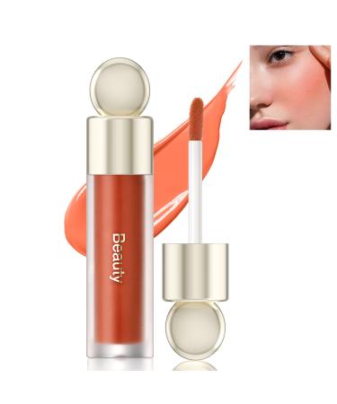 Liquid Blush for Cheeks KQueenest Soft Cream Blush Matte Effect Natural Blush Tint with Dewy Finish Long-Wearing Cheek Tint Blendable Blush Oil for Face Makeup(Orange Blush) 4 apricot