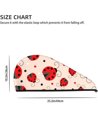 Microfiber Hair Drying Cap - Red Ladybug Towel Wrap for Quick Drying Thick Curly & Long Hair | Soft Absorbent Hair Towel with Button - Buy Online on GoSupps.com