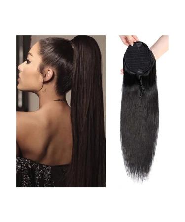 Human Hair Ponytail Hair Piece Straight Ponytail Human Hair Extension Clip In Drawstring Ponytail Extension Natural Color Brazilian Remy Hair Straight Ponytail Hairpieces for Women Ponytail Hairpiec 22inch (55cm) Straight