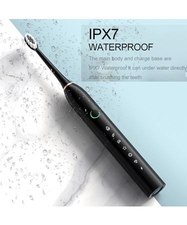 VALSEEL Sonic Electric Toothbrush for Adults - 8 Brush Heads, 6 Cleaning Modes, Smart Timer, IPX7 Waterproof - Rechargeable Travel Toothbrushes, Black - Buy Online on GoSupps.com