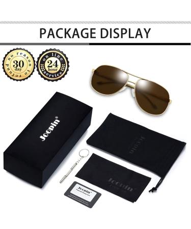 Joopin Polarised Sunglasses | Al-Mg Metal Frame | UV Protection | Double Bridge Aviation Style | Men Women Sun Glasses for Driving | A04 Gold Frame Brown Lens - Buy Online on GoSupps.com