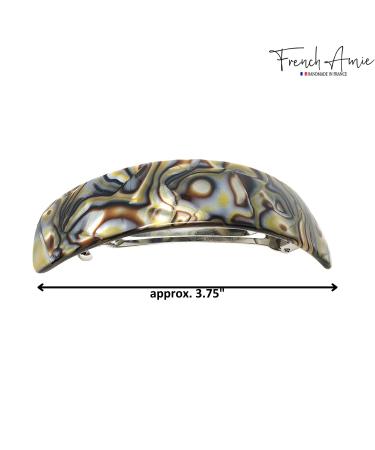 French Amie Onyx Handmade Curved Celluloid Hair Clip Barrette - Onyx Silver Grey - Buy Online on GoSupps.com