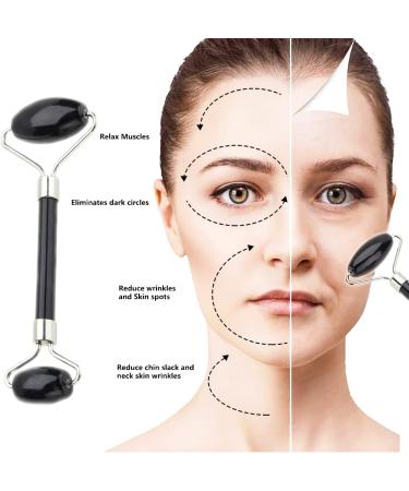 2-Pack Black Jade Stone Eye Mask and Roller Set for Dark Circles and Puffiness - Buy Online on GoSupps.com