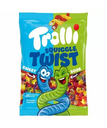 Taos Trolli Squiggle Twist Sweet & Sour Worms Sweets 150g (Pack of 3)