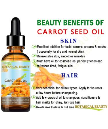 CARROT SEED OIL 100 % Natural Cold Pressed Carrier Oil. 1 Fl.oz.- 30 ml. Skin Body Hair and Lip Care. "One of the best oils to rejuvenate and regenerate skin tissues. by Botanical Beauty - Buy Online on GoSupps.com