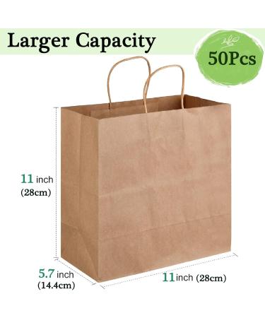 50Pcs Brown Kraft Paper Bags with Handles Bulk 11 * 5.7 * 11 inch Paper Gift Bags Shopping Bags for Wedding Party Favor Recycled Large Paper Bags Craft Gift Grocery Retail Bags - Buy Online on GoSupps.com