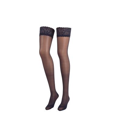 Compressana Calypso 140Den Feinrick Support Stock stockings with lace ligament - effective support effect with approx. 15-18 mmHg compression (support class 3) - size V - color night blue - 1 pair V - XL - 44-46 night blue