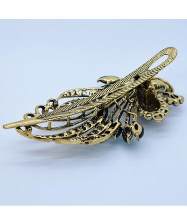 ARFINNE Large Alligator Hair Clip for Women - Red Peacock Vintage Metal Hairpin with Rhinestone Barrette | Hair Accessories - Buy Online on GoSupps.com