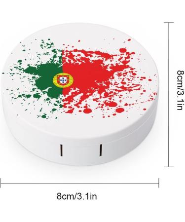 Portuguese Flag Round Case For Contact Lens Kit Storage Box with Mirror Printed - Buy Online on GoSupps.com