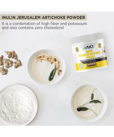 AKI Inulin Jerusalem Artichoke Powder (6oz/170g) - Fiber-Rich Prebiotic for Coffee, Tea, Smoothies & More | Vegan & Gluten-Free - Buy Online on GoSupps.com