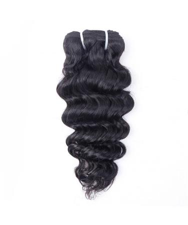 Brazilian Deep Wave Bundles with Closure - 3 Bundles + Lace Closure | Wet and Wavy Human Hair | Middle Part 4x1 Hand-Tied Closure | 10 10 10 + 10 Inch Bundle - Buy Online on GoSupps.com